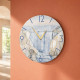 Orologio da parete rotondo grande con bassorilievo con retro in legno massello