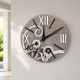 Orologio da parete rotondo piccolo con bassorilievo con retro in legno massello