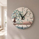 Orologio da parete rotondo piccolo con bassorilievo con retro in legno massello