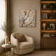 Quadro moderno con bassorilievo dipinto a mano con retro in legno massello