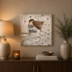 Quadro moderno con bassorilievo dipinto a mano con retro in legno massello