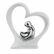 Scultura da tavolo con sacra famiglia in argento dentro ad un cuore