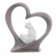 Scultura da tavolo con sacra famiglia bianco dentro ad un cuore colorato