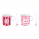 Set 2 tazze con manico, piattino con cuore e cucchiaini