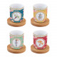 Set 4 bicchierini da caffe con piattino in bamboo
