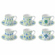 Set 6 tazzine con piattini in porcellana dal design moderno ed elegante