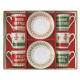 Set 6 tazzine da caffè con piattini in porcellana con decori natalizi