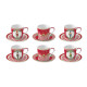 Set 6 tazzine da caffè con piattino con decori natalizi