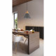 Sospensione moderna industrial con base in legno e cono in metallo