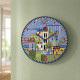 Orologio da parete rotondo in legno MDF con paesaggio