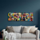 Quadro astratto moderno in tela dipinta a mano "Nella Mia Città" 150x50