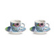 Set 2 pezzi tazzine di caffe con piattino in porcellana dal design moderno