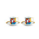 Set 2 tazze da caffè con piattino con decorazione fatta a mano