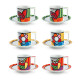 Set 6 pezzi tazzine da caffe con piattino in porcellana dal design moderno
