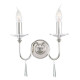 Applique da parete in acciaio con dettagli in vetro con 2 lampadine
