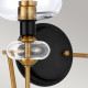 Applique da parete in acciaio con doppio diffusore in vetro dal design moderno