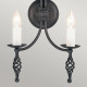 Applique da parete rustica con struttura in acciaio con doppio diffusore