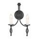 Applique da parete rustica con struttura in acciaio con doppio diffusore