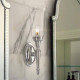 Applique per bagno con struttura in acciaio e diffusore in vetro