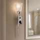 Applique per bagno struttura in acciaio e diffusore in vetro con led g9