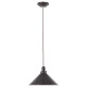 Lampada a sospensione con struttura paralume in acciaio dal design industrial