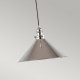 Lampada a sospensione con struttura paralume in acciaio dal design industrial