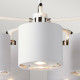 Lampada a sospensione in acciaio con 5 diffusori in tessuto dal design moderno