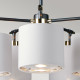Lampada a sospensione in acciaio con 5 diffusori in tessuto dal design moderno