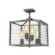Lampadario in acciaio dal design moderno con 4 luci