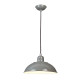 Lampada a sospensione industrial con struttura e diffusore in acciaio