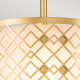Lampada a sospensione media in acciaio e diffusore in vetro dal design moderno