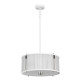 Lampada a sospensione moderna grande in acciaio con paralume in vetro