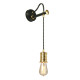 Lampada da parete a 1 luce in ottone invecchiato dal design industrial