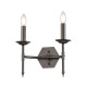Lampada da parete a 2 luci dal design rustico con struttura in acciaio