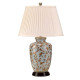 Lampada da tavolo classica con struttura in ceramica con paralume in tessuto