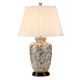 Lampada da tavolo classica con struttura in ceramica con paralume in tessuto