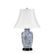 Lampada da tavolo classica in porcellana con paralume in tessuto bianco