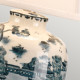 Lampada da tavolo classica in porcellana decorata a mano paralume in tessuto