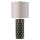 Lampada da tavolo dal design moderno con base in ceramica e paralume in tessuto