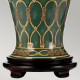 Lampada da tavolo dal design orientale in ceramica e paralume in tessuto