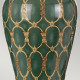 Lampada da tavolo dal design orientale in ceramica e paralume in tessuto