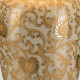 Lampada da tavolo dal design orientale in ceramica e paralume in tessuto