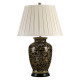 Lampada da tavolo grande in porcellana con paralume in tessuto crema