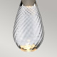 Lampada da tavolo grande moderna con base in vetro e paralume in tessuto