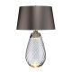 Lampada da tavolo grande moderna con base in vetro e paralume in tessuto