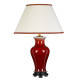 Lampada da tavolo grande moderna in ceramica con paralume in tessuto