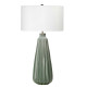 Lampada da tavolo in ceramica con paralume in tessuto dal design moderno