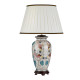 Lampada da tavolo in ceramica dal design orientale con paralume in tessuto
