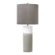 Lampada da tavolo in ceramica e paralume in tessuto dal design moderno