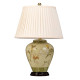 Lampada da tavolo in ceramica e paralume in tessuto dal design orientale